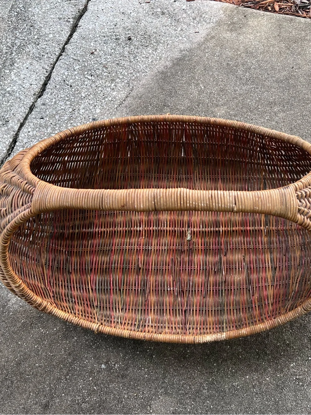 Vintage 1970s Sculptural Wicker Canoe Basket